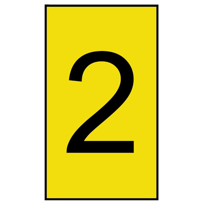 HellermannTyton Ovalgrip Slide On Cable Markers, Black on Yellow, Pre-printed "2", 2.5 → 6mm Cable