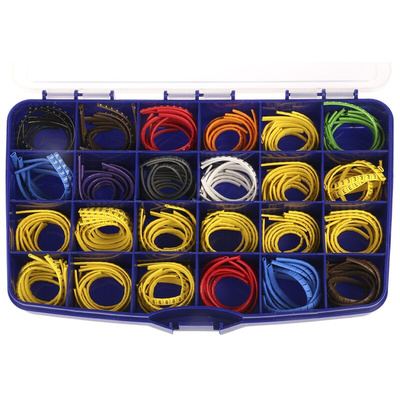 HellermannTyton HOPC Slide On Cable Marker Kit, Black, Blue, Brown, Green, Grey, Orange, Red, Violet, White, Yellow,