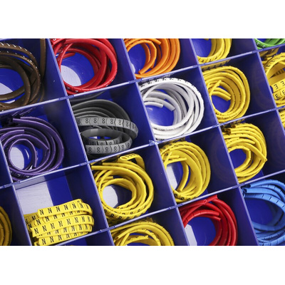 HellermannTyton HOPC Slide On Cable Marker Kit, Black, Blue, Brown, Green, Grey, Orange, Red, Violet, White, Yellow,