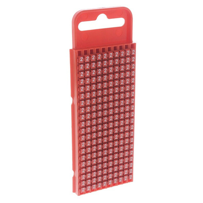 HellermannTyton WIC1 Snap On Cable Markers, Red, Pre-printed "2", 2 → 2.8mm Cable