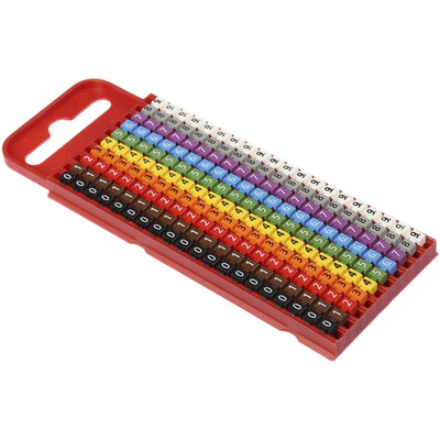 HellermannTyton WIC1 Snap On Cable Markers, assorted colours, Pre-printed "0 → 9", 2 → 2.8mm Cable