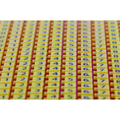 HellermannTyton WIC1 Snap On Cable Markers, Yellow, Pre-printed "0 → 9", 2 → 2.8mm Cable