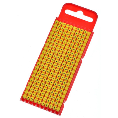 HellermannTyton WIC1 Snap On Cable Markers, Yellow, Pre-printed "-; *; /; +; =; ·; AC; DC; Earth", 2 → 2.8mm