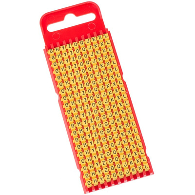 HellermannTyton WIC1 Snap On Cable Markers, Yellow, Pre-printed "G; H; J; K; L; O; Q; X; Y; Z", 2 → 2.8mm Cable