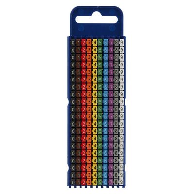 HellermannTyton WIC2 Snap On Cable Markers, assorted colours, Pre-printed "0 → 9", 2.8 → 3.8mm Cable, for