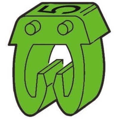 Legrand CAB 3 Clip On Cable Markers, Green, Pre-printed "5", 0.8 → 2.2mm Cable