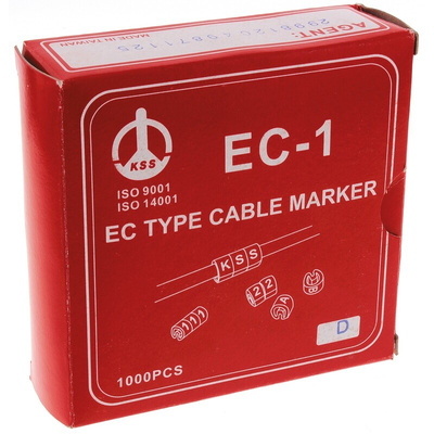 RS PRO Slide On Cable Markers, Black on Yellow, Pre-printed "D", 3 → 4.2mm Cable