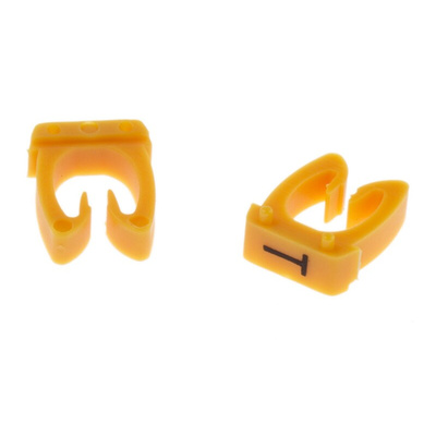 RS PRO Clip On Cable Markers, Black on Yellow, Pre-printed "A → M"