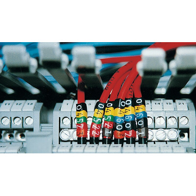 HellermannTyton Helagrip Slide On Cable Markers, Black on White, Pre-printed ".", 1 → 3mm Cable