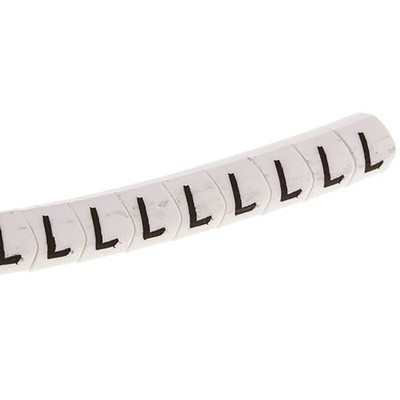 HellermannTyton HGDC Slide On Cable Markers, Black on White, Pre-printed "L", 2 → 5mm Cable