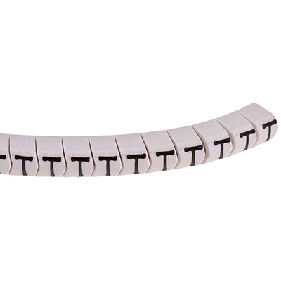 HellermannTyton Helagrip Slide On Cable Markers, Black on White, Pre-printed "T", 4 → 9mm Cable