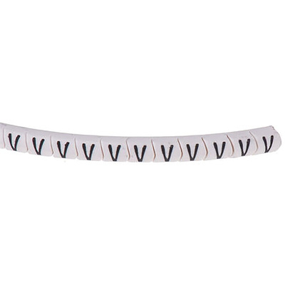 HellermannTyton Helagrip Slide On Cable Markers, Black on White, Pre-printed "V", 4 → 9mm Cable