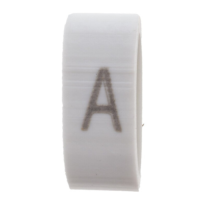 HellermannTyton HODS85 Slide On Cable Markers, Black on White, Pre-printed "A", 1.8 → 6.3mm Cable