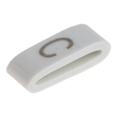 HellermannTyton HODS85 Slide On Cable Markers, Black on White, Pre-printed "C", 1.8 → 6.3mm Cable