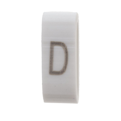 HellermannTyton HODS85 Slide On Cable Markers, Black on White, Pre-printed "D", 1.8 → 6.3mm Cable