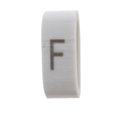 HellermannTyton HODS85 Slide On Cable Markers, Black on White, Pre-printed "F", 1.8 → 6.3mm Cable