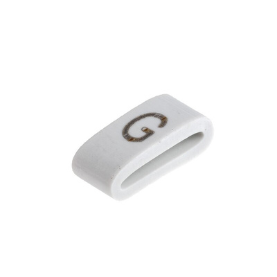 HellermannTyton HODS85 Slide On Cable Markers, Black on White, Pre-printed "G", 1.8 → 6.3mm Cable