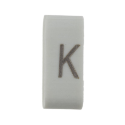 HellermannTyton HODS85 Slide On Cable Markers, Black on White, Pre-printed "K", 1.8 → 6.3mm Cable