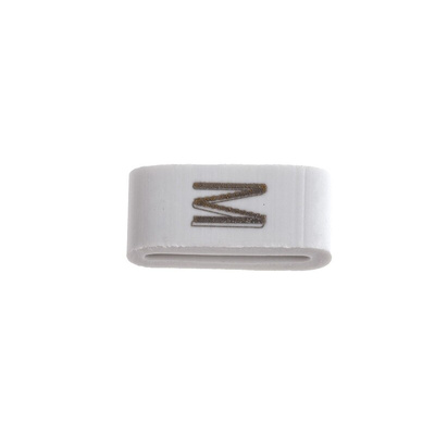 HellermannTyton HODS85 Slide On Cable Markers, Black on White, Pre-printed "M", 1.8 → 6.3mm Cable