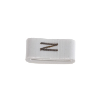 HellermannTyton HODS85 Slide On Cable Markers, Black on White, Pre-printed "N", 1.8 → 6.3mm Cable
