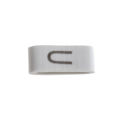 HellermannTyton HODS85 Slide On Cable Markers, Black on White, Pre-printed "U", 1.8 → 6.3mm Cable