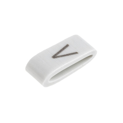 HellermannTyton HODS85 Slide On Cable Markers, Black on White, Pre-printed "V", 1.8 → 6.3mm Cable