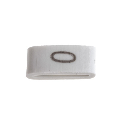 HellermannTyton HODS85 Slide On Cable Markers, Black on White, Pre-printed "0", 1.8 → 6.3mm Cable