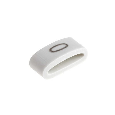 HellermannTyton HODS85 Slide On Cable Markers, Black on White, Pre-printed "0", 1.8 → 6.3mm Cable