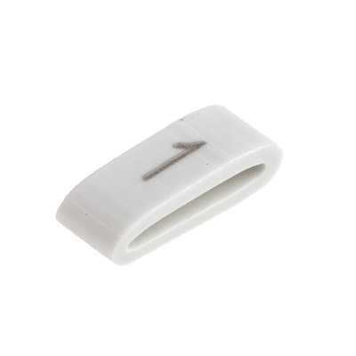 HellermannTyton HODS85 Slide On Cable Markers, Black on White, Pre-printed "1", 1.8 → 6.3mm Cable