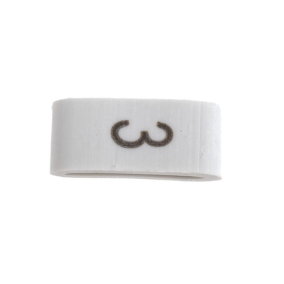 HellermannTyton HODS85 Slide On Cable Markers, Black on White, Pre-printed "3", 1.8 → 6.3mm Cable