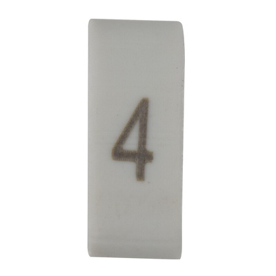 HellermannTyton HODS85 Slide On Cable Markers, Black on White, Pre-printed "4", 1.8 → 6.3mm Cable