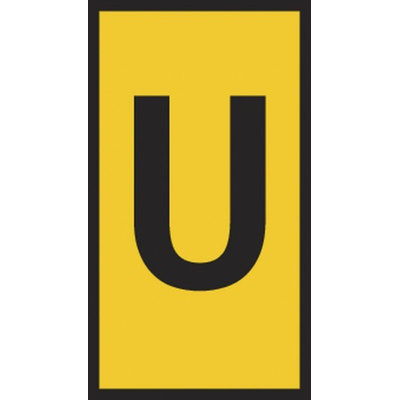 HellermannTyton HODS85 Slide On Cable Markers, Yellow, Pre-printed "U", 1.8 → 3.6mm Cable