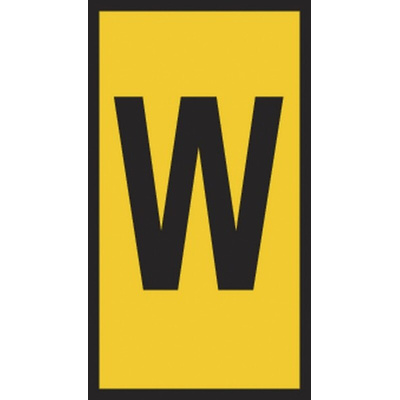 HellermannTyton HODS85 Slide On Cable Markers, Yellow, Pre-printed "W", 1.8 → 3.6mm Cable