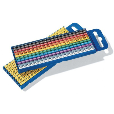 HellermannTyton WIC2 Snap On Clip On Cable Marker, Pre-printed "0, 1, 2, 3, 4, 5, 6, 7, 8, 9", 2.8 → 3.8mm Cable
