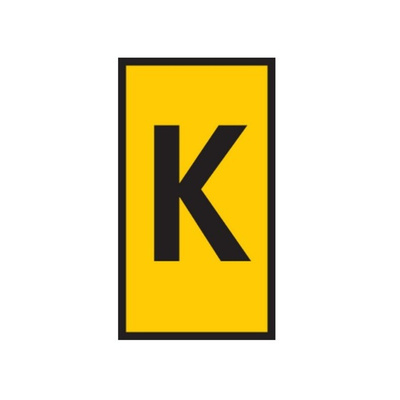HellermannTyton WIC Snap On Clip On Cable Marker, Yellow, Pre-printed "K", 2.8 → 3.8mm Cable