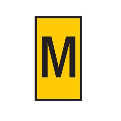 HellermannTyton WIC Snap On Clip On Cable Marker, Yellow, Pre-printed "M", 2.8 → 3.8mm Cable