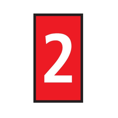 HellermannTyton WIC Snap On Clip On Cable Marker, Red, Pre-printed "2", 4.3 → 5.3mm Cable