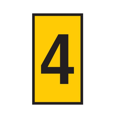 HellermannTyton WIC Snap On Clip On Cable Marker, Yellow, Pre-printed "4", 4.3 → 5.3mm Cable