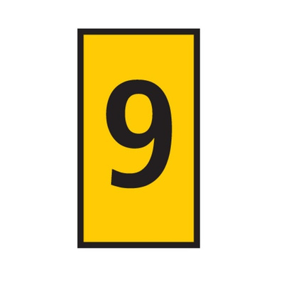 HellermannTyton WIC Snap On Clip On Cable Marker, Yellow, Pre-printed "9", 4.3 → 5.3mm Cable