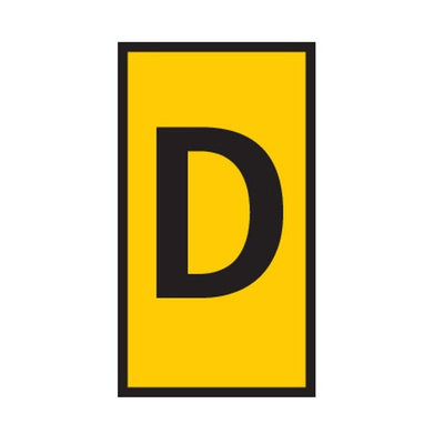 HellermannTyton WIC Snap On Clip On Cable Marker, Yellow, Pre-printed "D", 4.3 → 5.3mm Cable