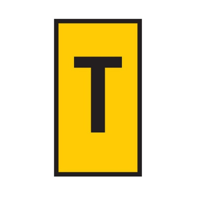 HellermannTyton WIC Snap On Clip On Cable Marker, Yellow, Pre-printed "T", 4.3 → 5.3mm Cable