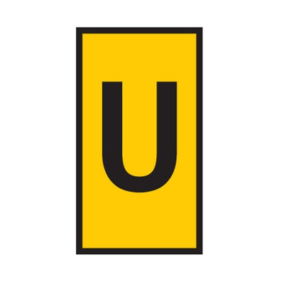 HellermannTyton WIC Snap On Clip On Cable Marker, Yellow, Pre-printed "U", 4.3 → 5.3mm Cable