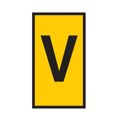 HellermannTyton WIC Snap On Clip On Cable Marker, Yellow, Pre-printed "V", 4.3 → 5.3mm Cable