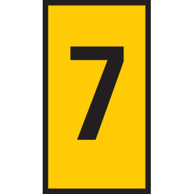 HellermannTyton HODS50 Slide On Cable Marker, Black on Yellow, Pre-printed "7", 1.7 → 3.6mm Cable