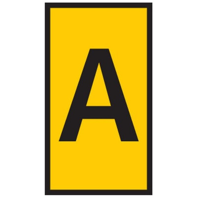 HellermannTyton HODS50 Slide On Cable Marker, Black on Yellow, Pre-printed "A", 1.7 → 3.6mm Cable