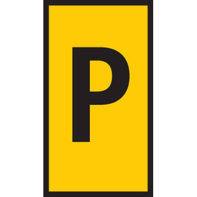 HellermannTyton HODS50 Slide On Cable Marker, Black on Yellow, Pre-printed "P", 1.7 → 3.6mm Cable