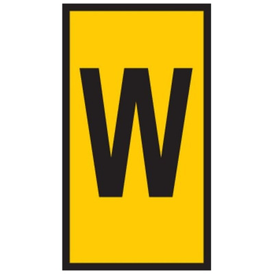 HellermannTyton HODS50 Slide On Cable Marker, Black on Yellow, Pre-printed "W", 1.7 → 3.6mm Cable