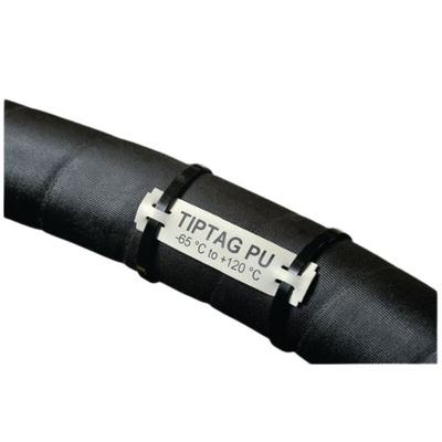 HellermannTyton TIPTAG Cable Tie Cable Marker, White, Pre-printed "TIPTAG PU"
