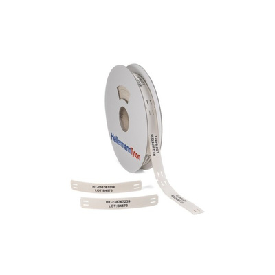 HellermannTyton TIPTAG Cable Tie Cable Marker, White, Pre-printed "TIPTAG PU"