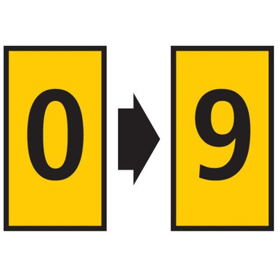 HellermannTyton WIC0 Cable Markers, Yellow, Pre-printed "0 → 9", 0.8 → 2.2mm Cable